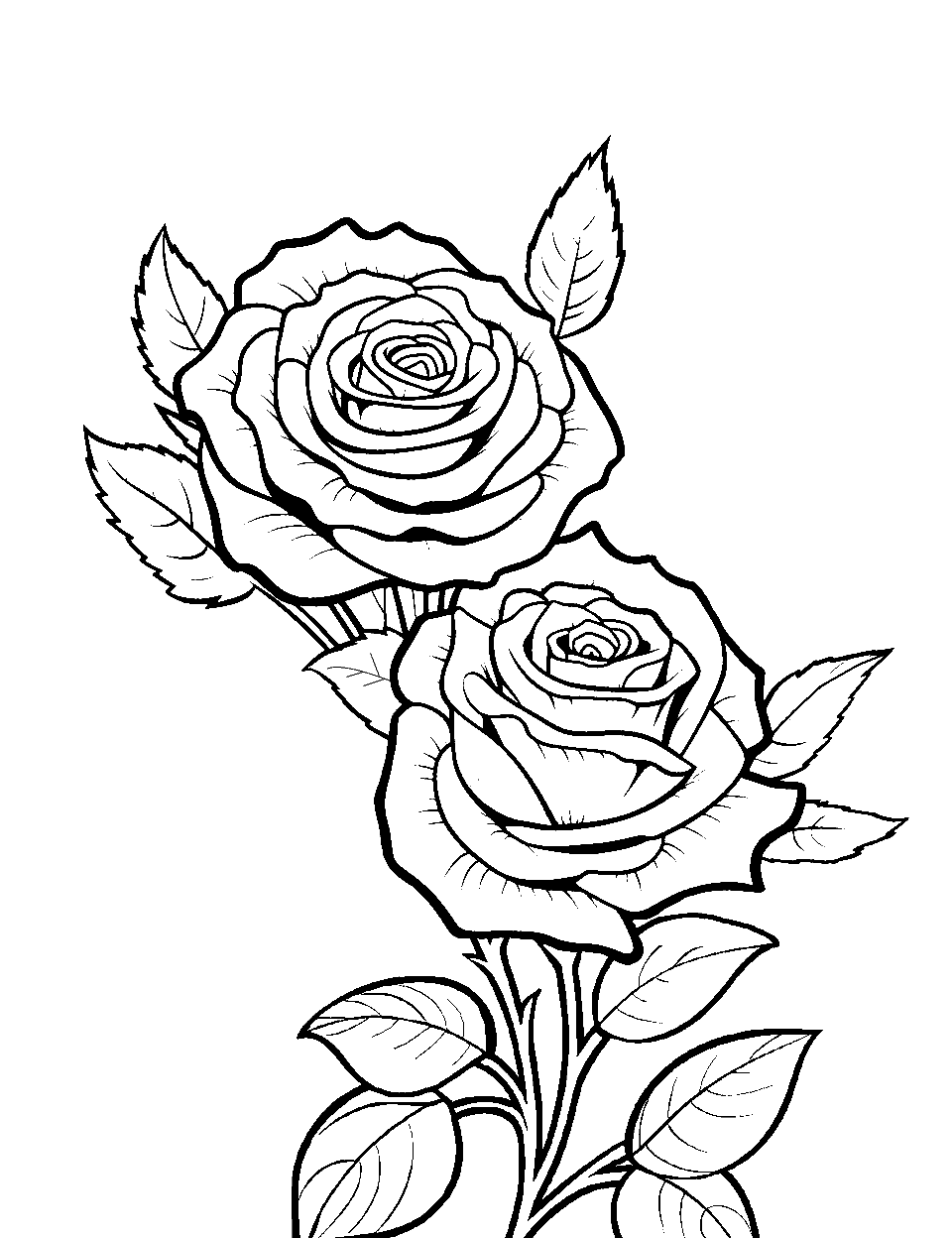 Free rose coloring pages for kids printables