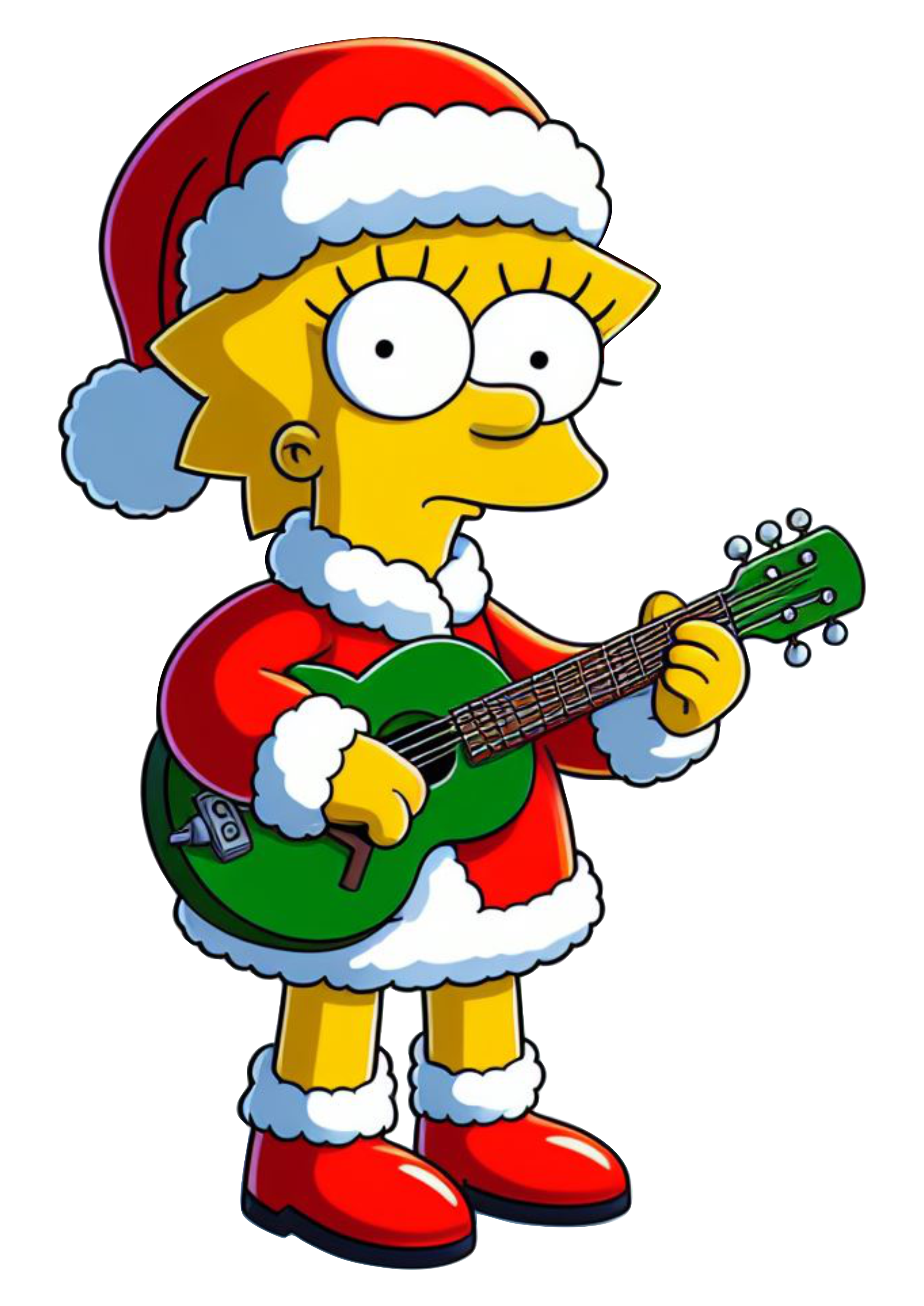 Os simpsons lisa gorro do papai noel tocando violão imagens de natal desenho infantil ilustraãão png