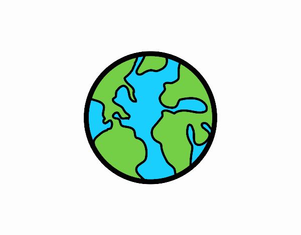 Colored page the planet earth painted by user not registered