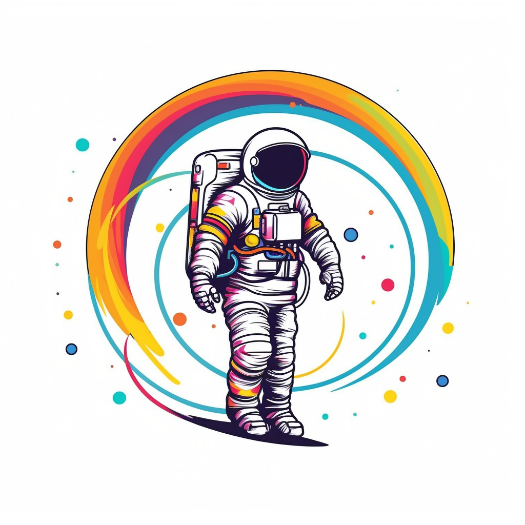 Astronaut rainbow clipart design white background vector illustration flat vector rounded forms vibrant colors colorful figma dribbble adobe illustrator