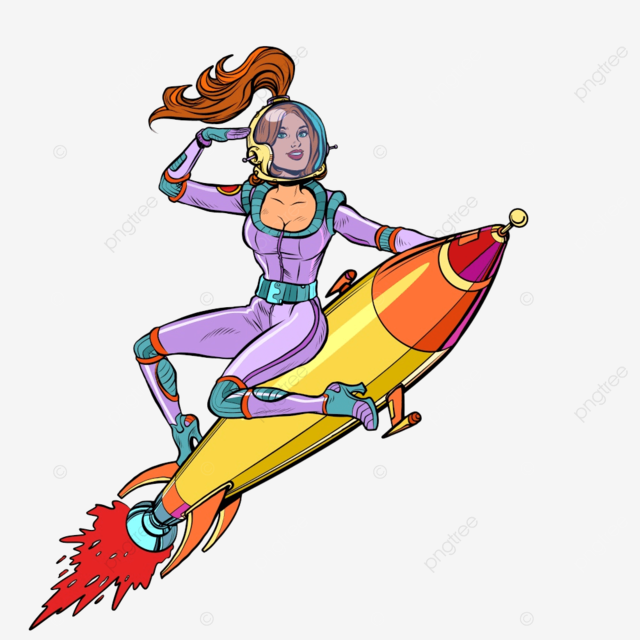 Pinup mujer astronauta volando en un cohete png ciencias mujer spaceman png y vector para dcargar gratis