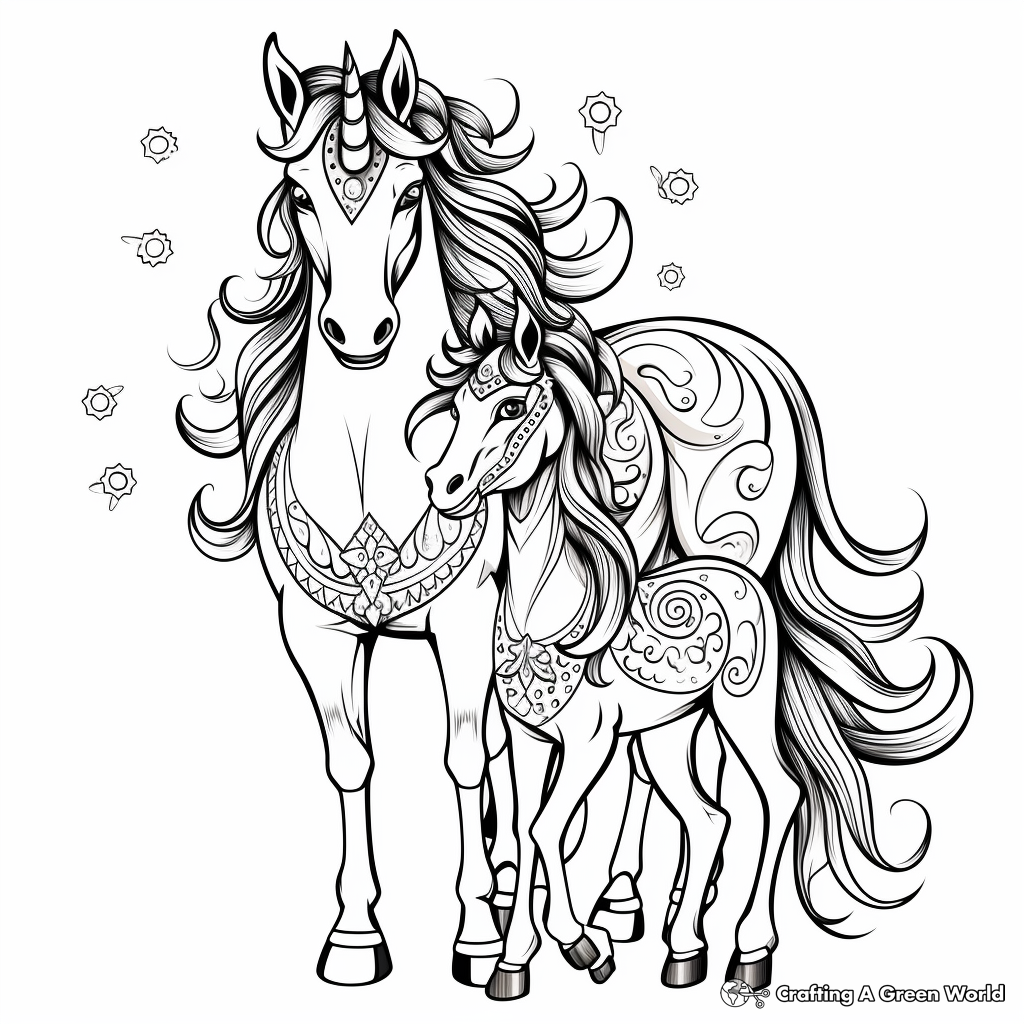 Unicorn horse coloring pages