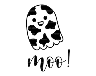 Ghost cow print svg moo i mean boo svg halloween svg vector