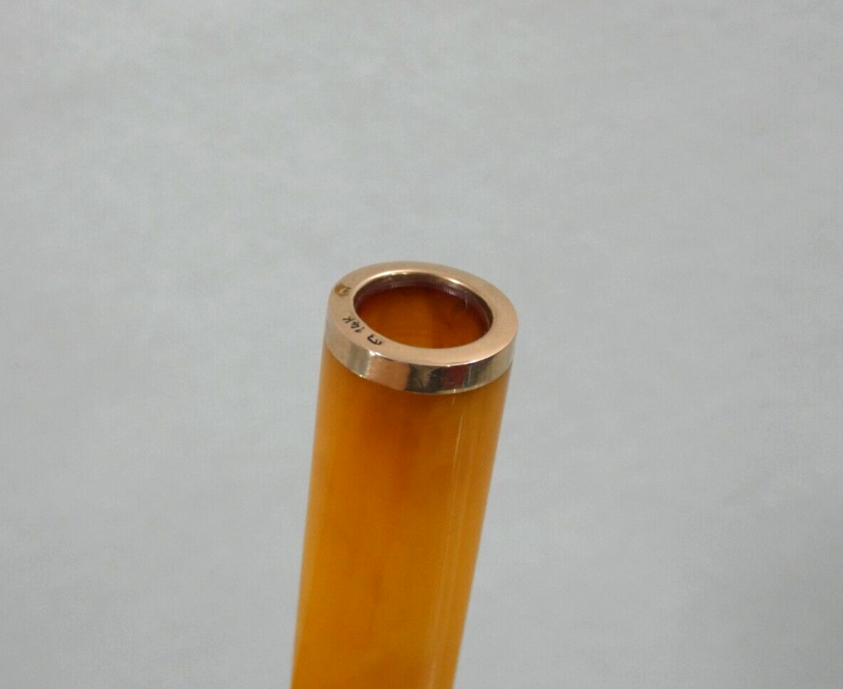 Fine austrian antique amber k gold cigarette joint holder original se