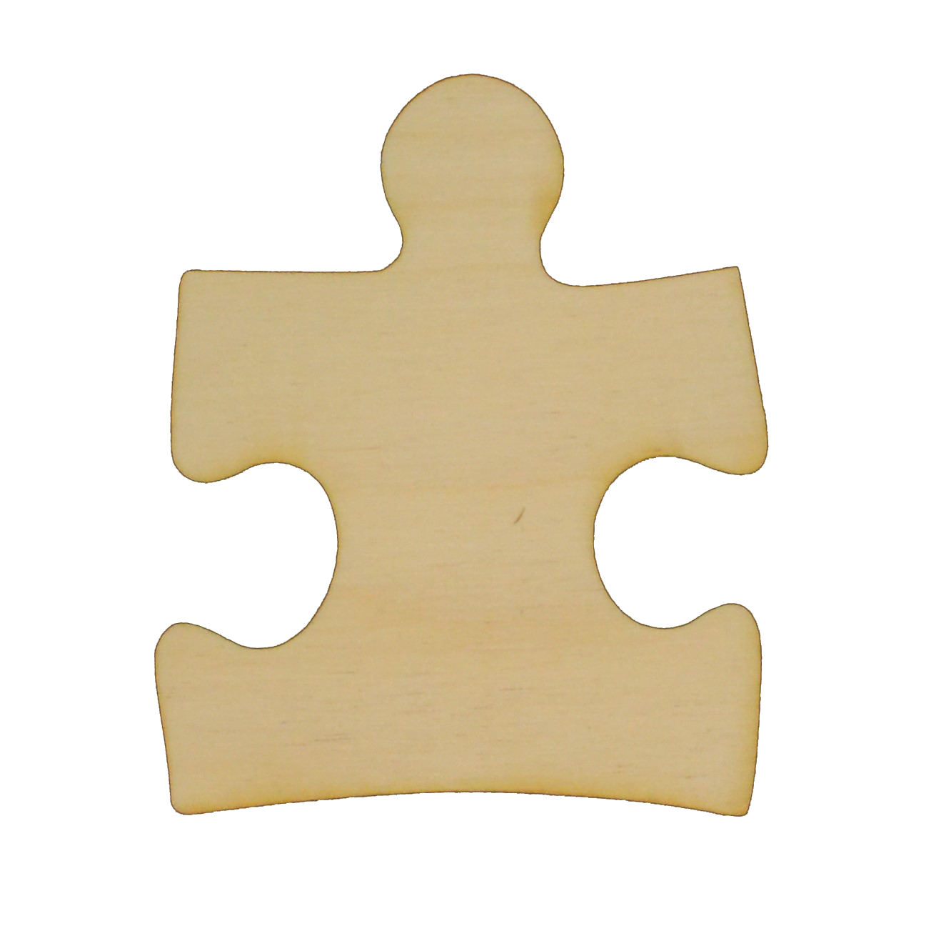 Unfinished wooden puzzle piece cutouts