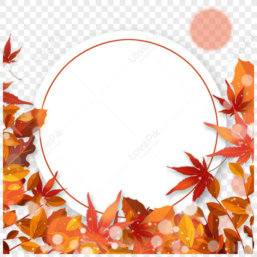 Late autumn maple leaf round bordercolorconcept png white transparent and clipart image for free download