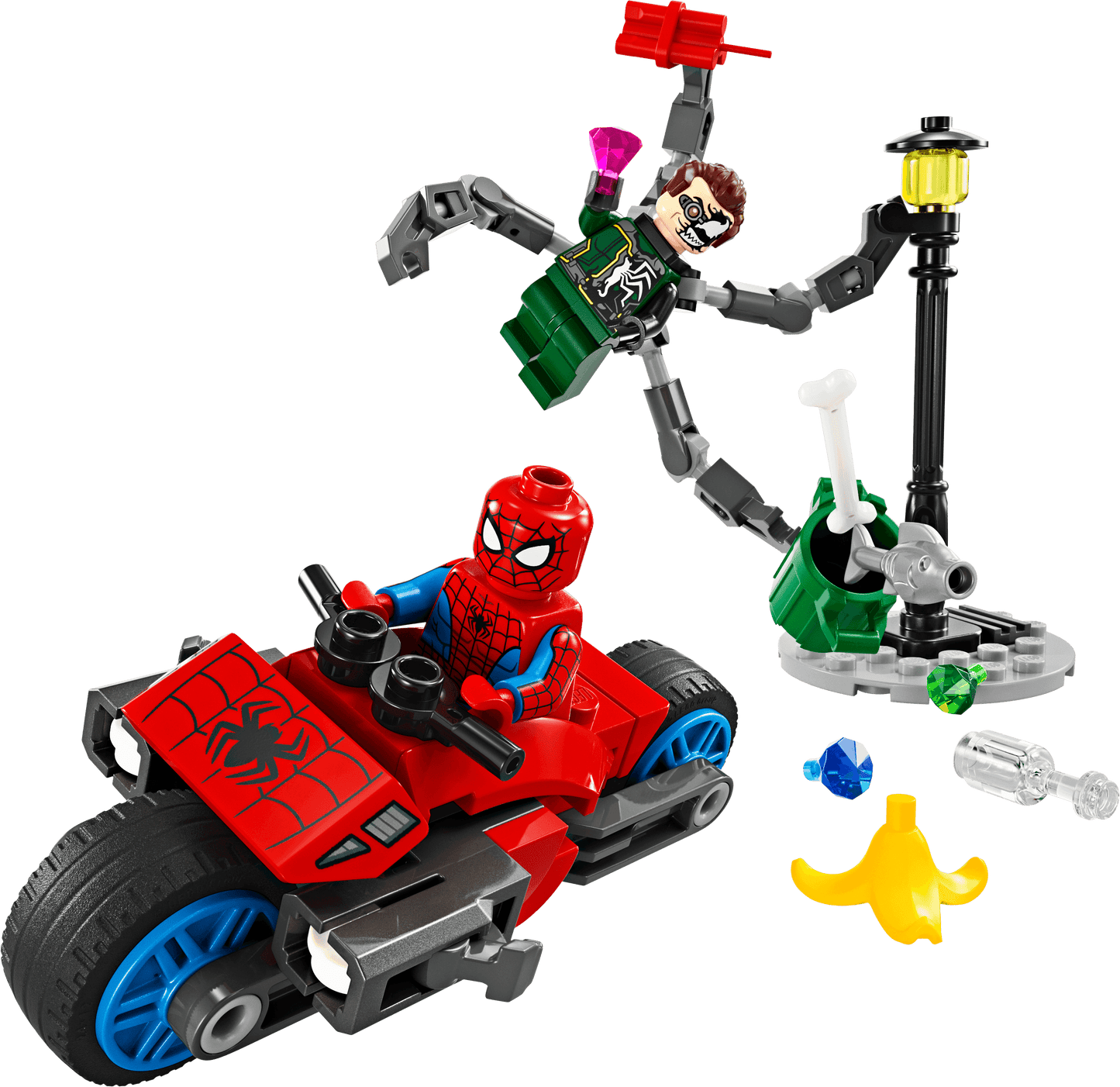 Lego motorcycle chase spider