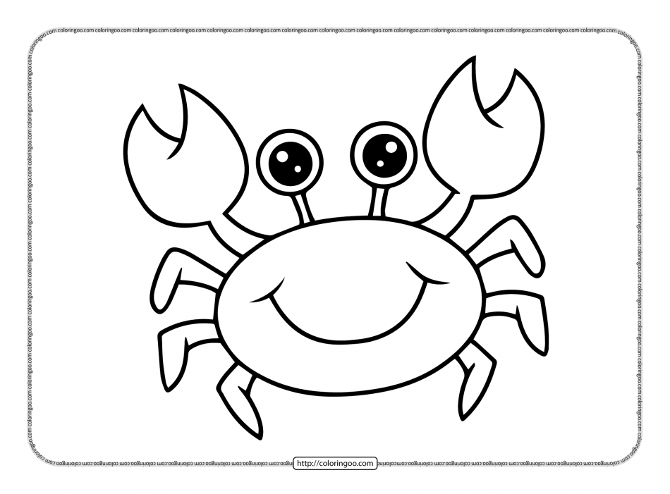 Cute smiling crab coloring pages