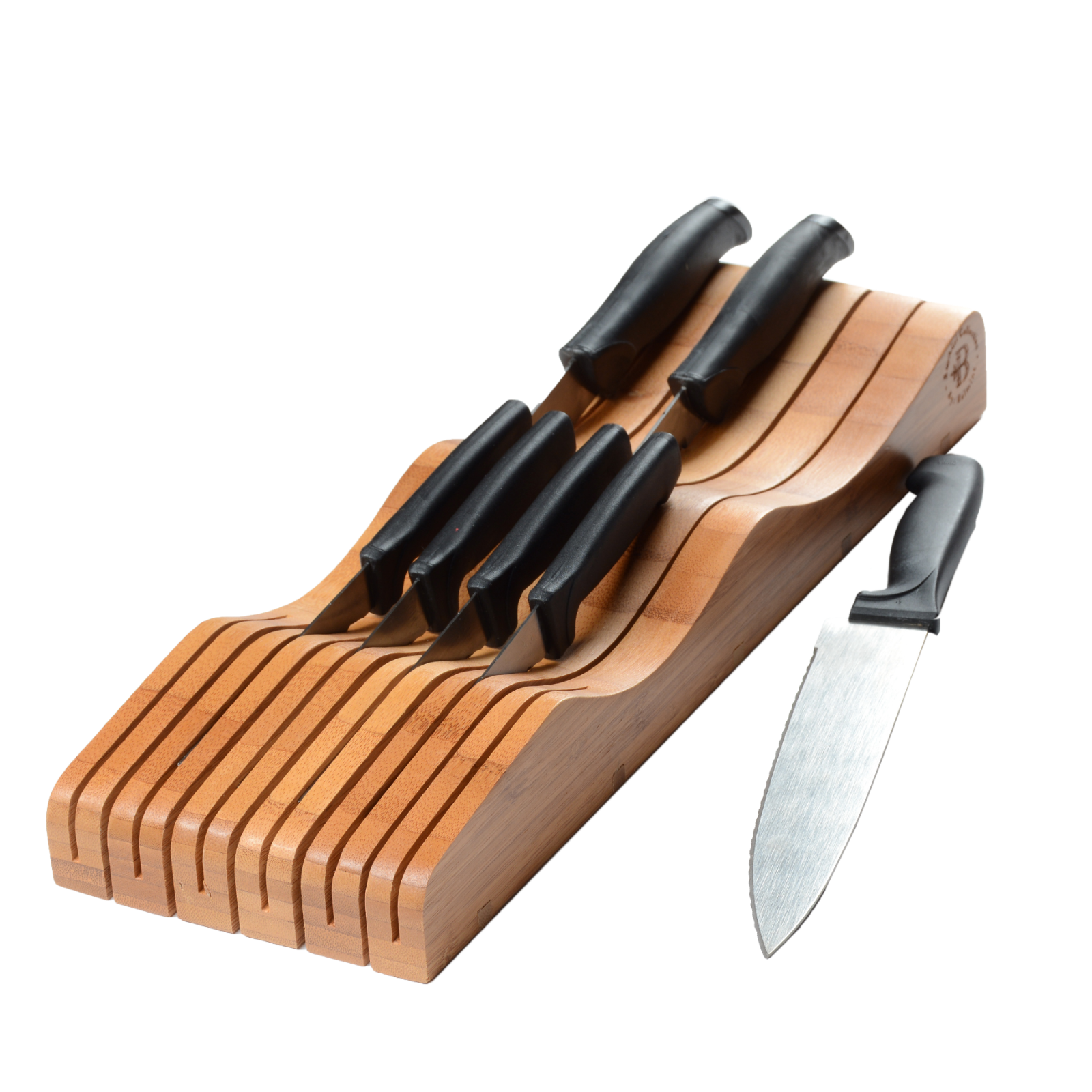 Knife block storage organizer for drawers designed to hold