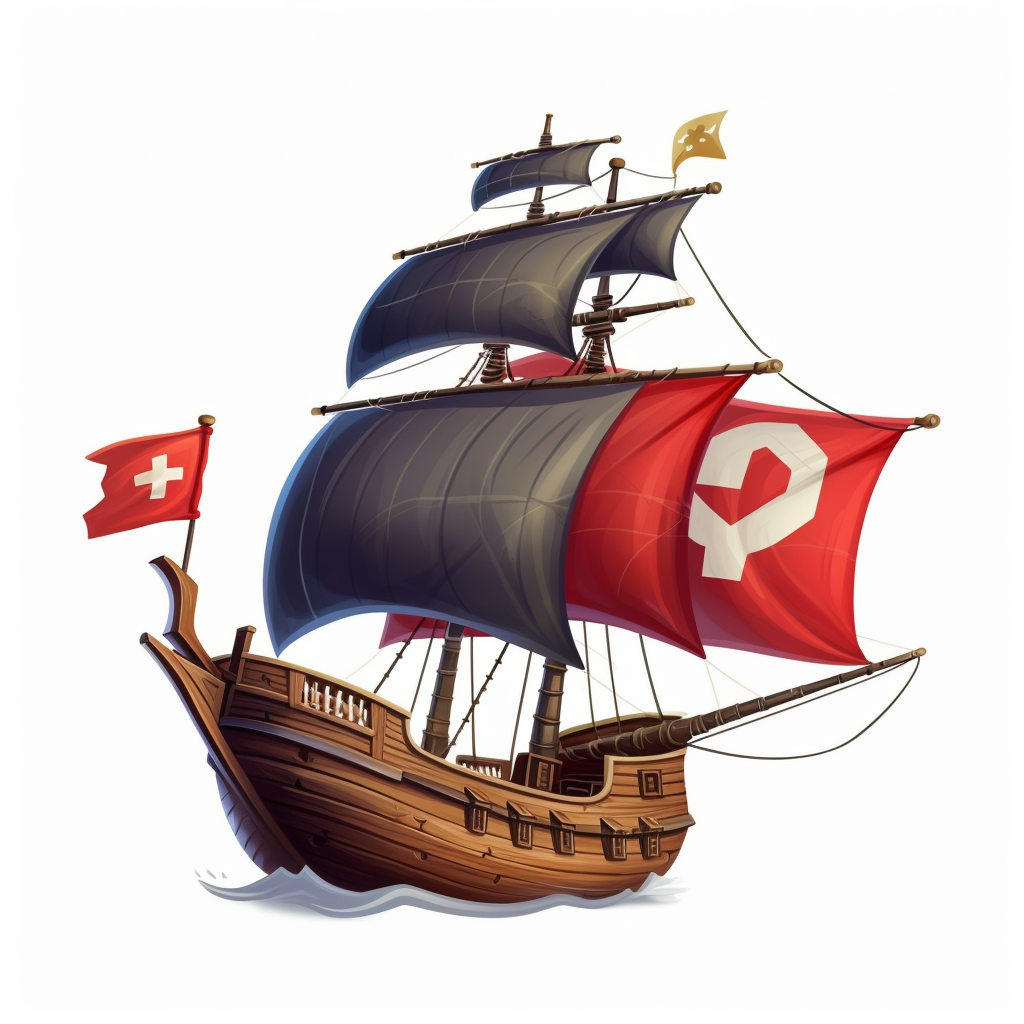 Cartoon of pirate ship flag vector free clipart illustration in the style of unreal engine k uhd detailed features white background