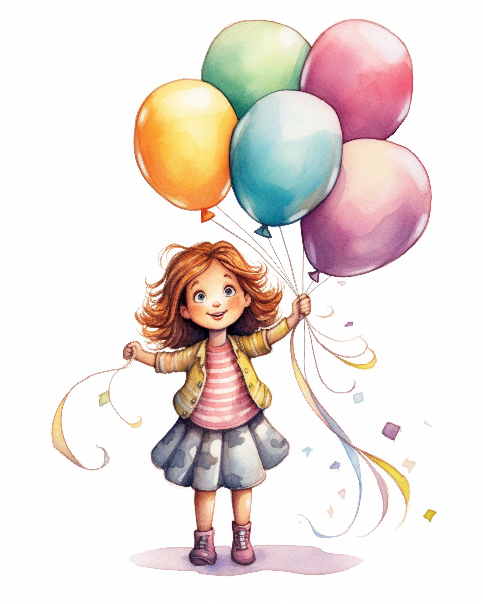 A happy cute little girl a five year old dress balloon in hand style by lusy