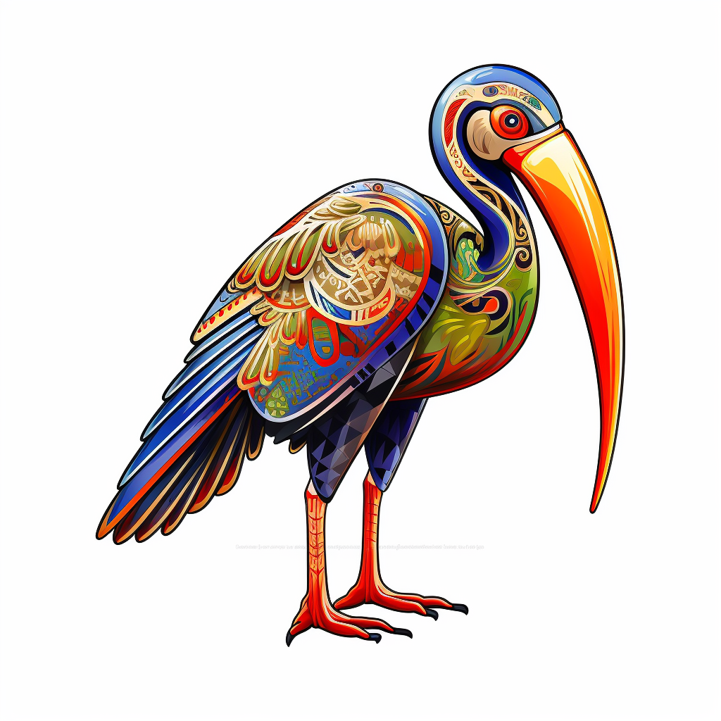 Egyptian ibis bird clipart logo emblem vector rgb