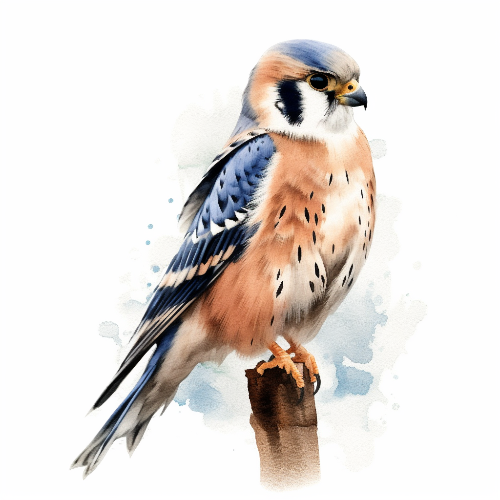 American kestrel bird water color style clipart white background