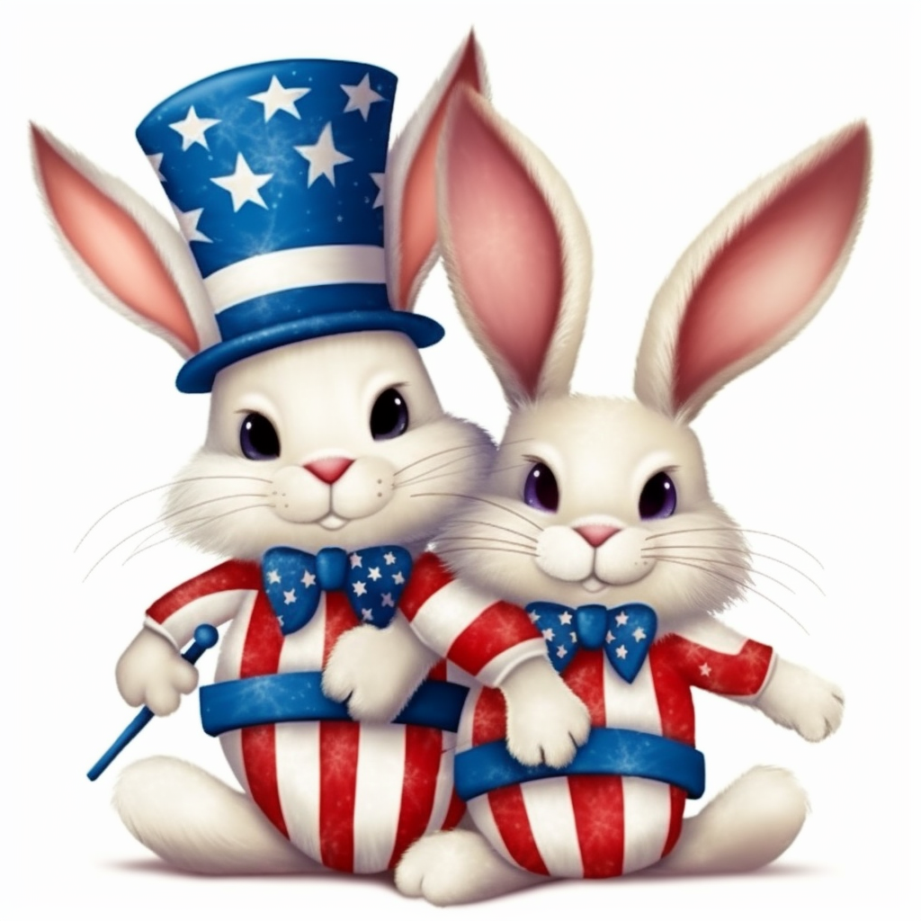 Very cute th of july themed bunny rabbits clipart