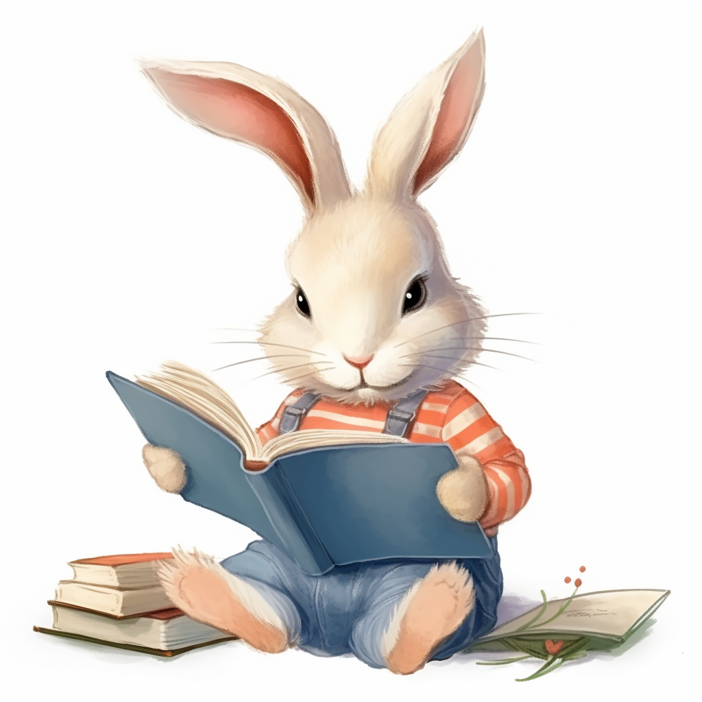 Cute rabbit wear orange shirt read a story book to shirtless white cute bunny clipartsmile