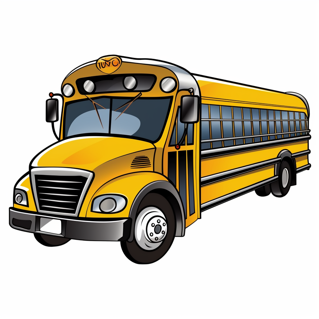 A school bus cartoon clipart on a white background caricature