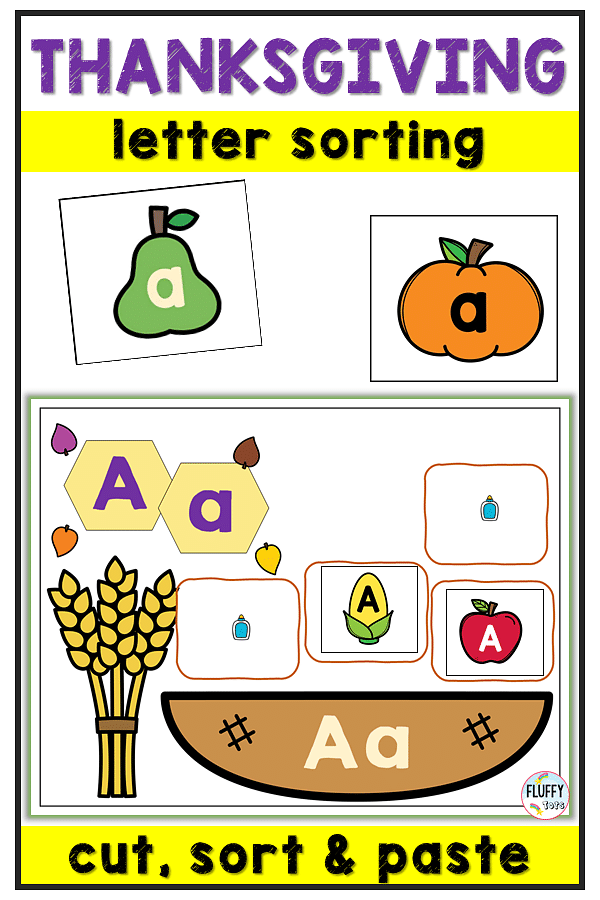 Easy thanksgiving letter sorting cut