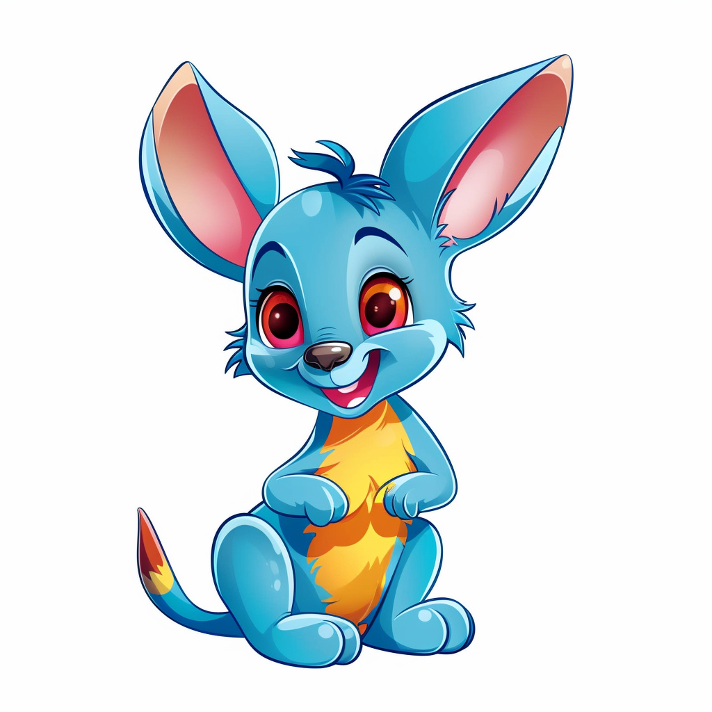 Cute happy baby kangaroo fairy tale vibrant colors clipart graphic disney coloring page graffiti white background full hd hight quality