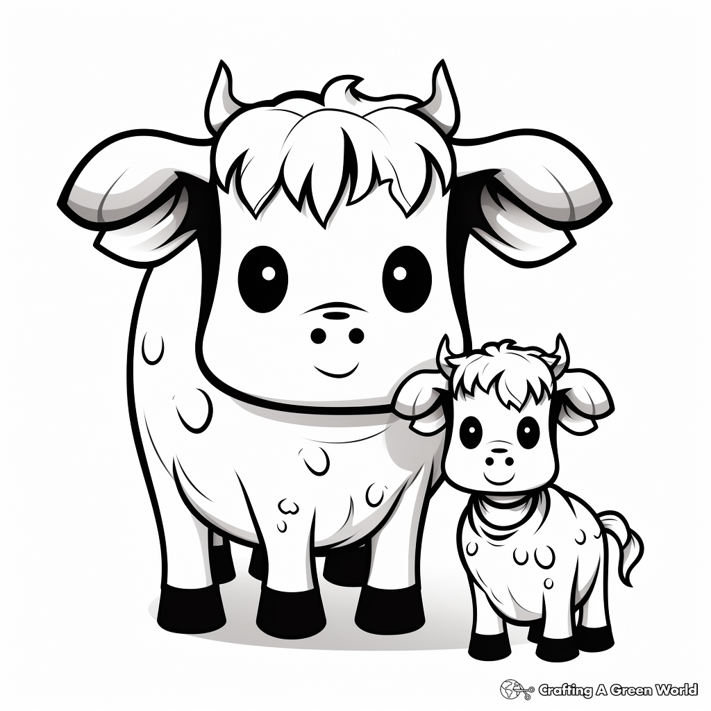 Kawaii cow coloring pages