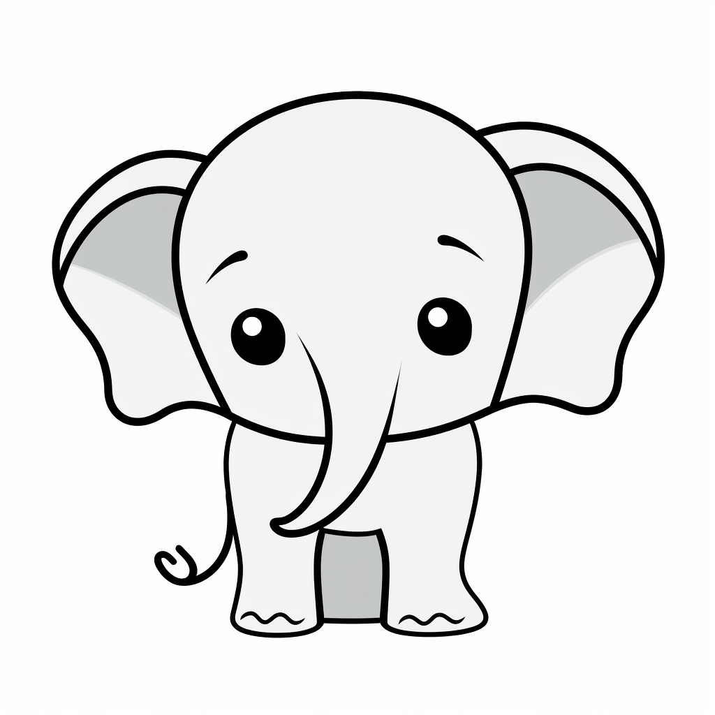 Svg cute baby elephant design clipart in the style of simple line work cartoonish innocence simple