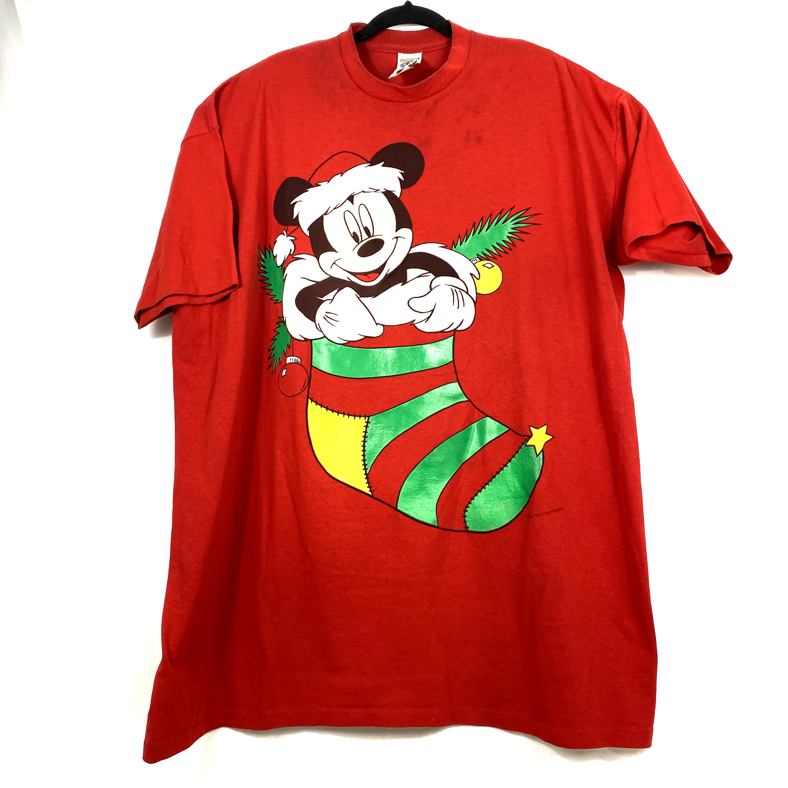 Vtg disney goodnight mickey red christmas single stitch sleep shirt one size