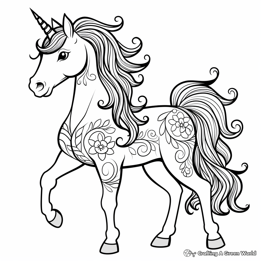 Unicorn horse coloring pages