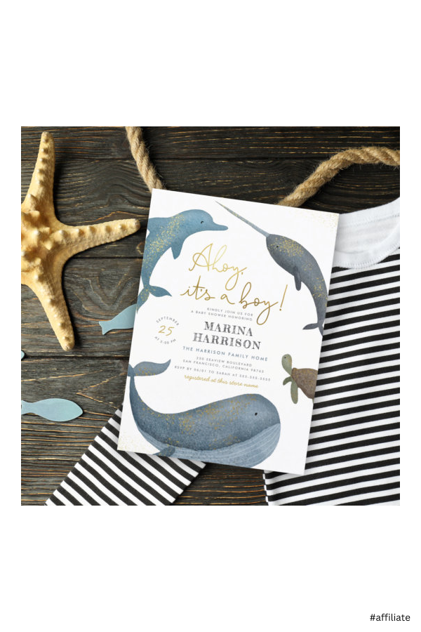 Ahoy its a boy watercolor sea animals baby shower invitation zazzle in animal baby shower invitations sea animal baby shower watercolor baby shower invitations