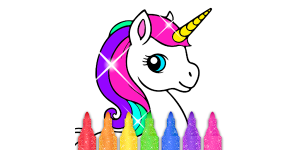 Kids coloring game glitter