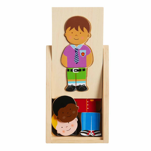 Boy dress up wood puzzle mud pie