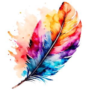 Download colorful feather with watercolor splashes