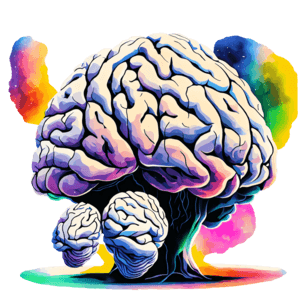 Descarga ilustraciãn de cerebro colorido con ramas conectadas png en lãnea