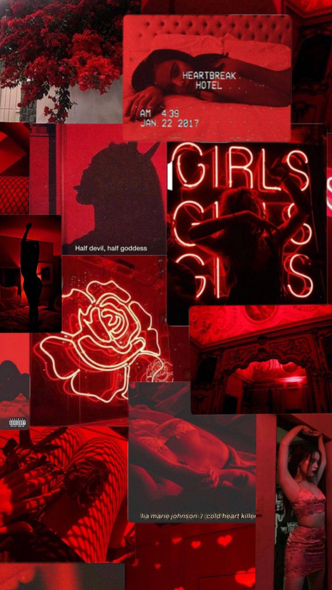 Download sexy bad girl neon red aesthetic iphone wallpaper