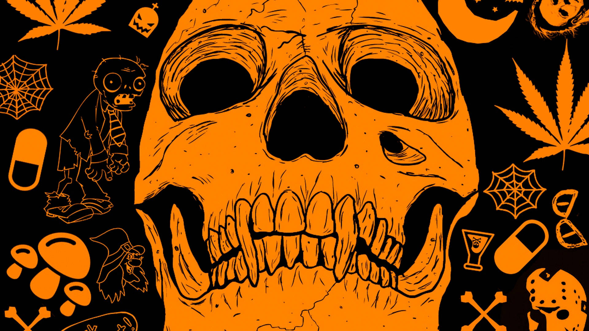 Download cute aesthetic halloween skull wallpaper