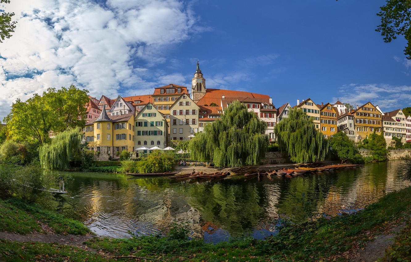 Wallpaper river building germany panorama promenade germany baden