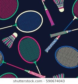 Retro colorful badmton racket and shuttlecock seamless pattern background wallpaper badmton racket badmton rackets