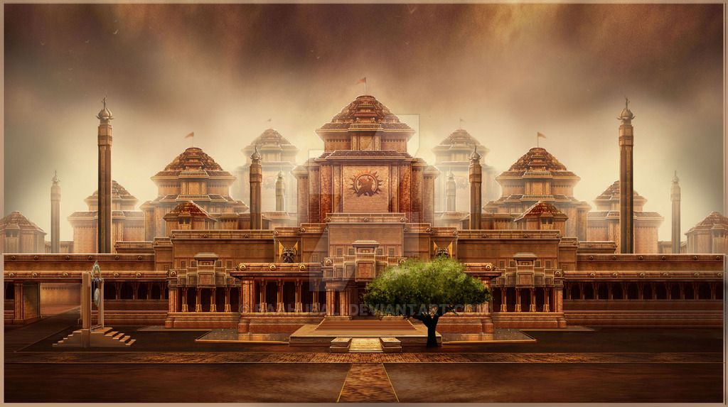 Queens palace fantasy art landscapes futuristic architecture temple design