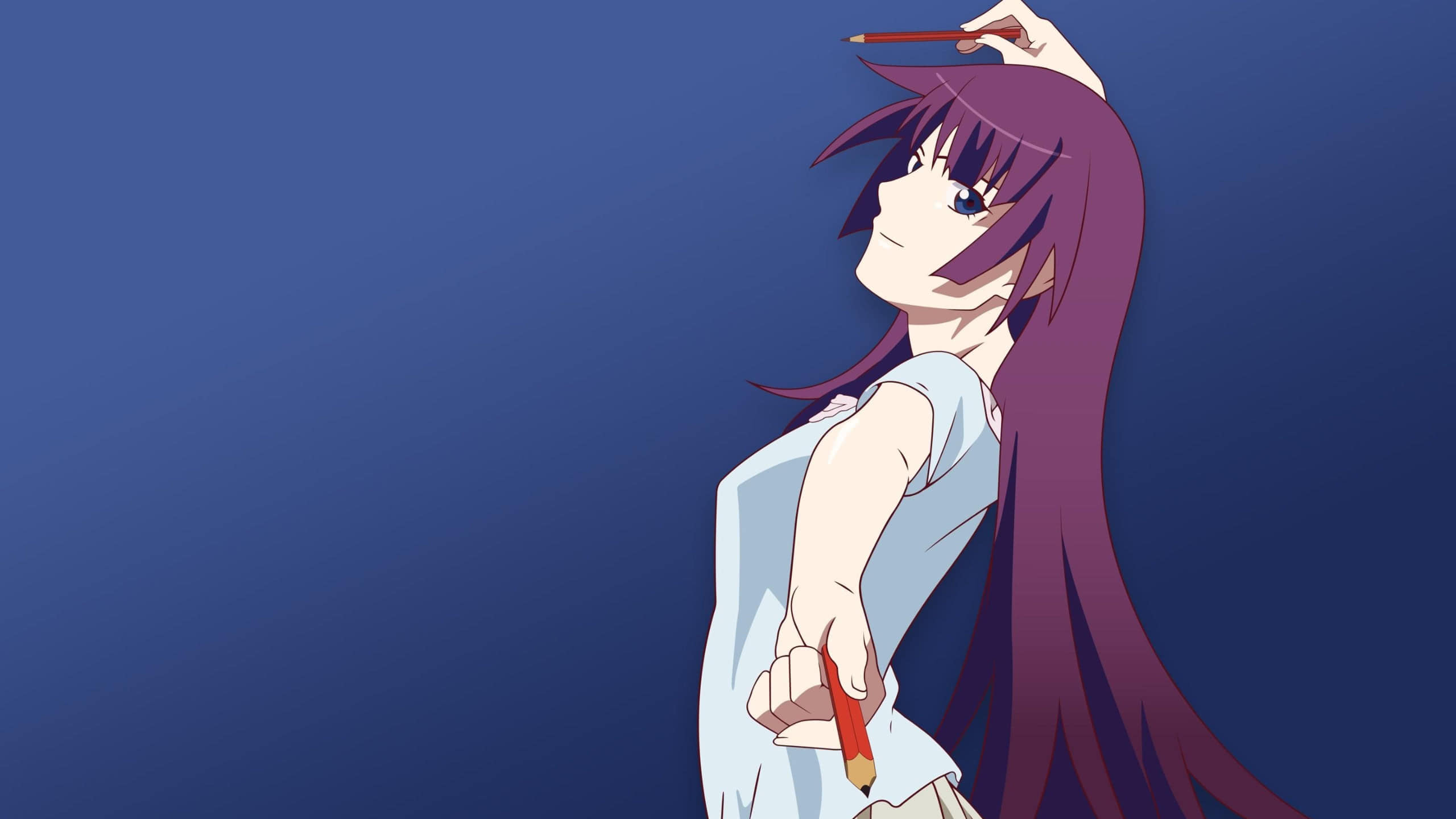 Bakemonogatari hitagi senjougahara wqhd p wallpaper