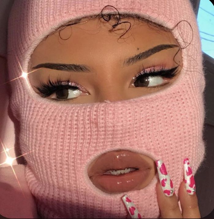 Girls with pink baddie aesthetic balaclava on bad girl aesthetic pastel pink aesthetic mask girl