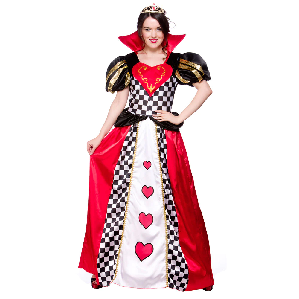 Ladies queen of hearts costume fairy tale book week fancy dress uk