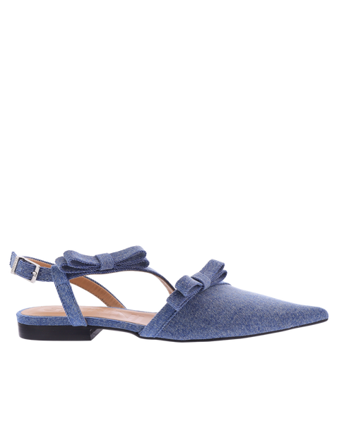 Ganni women bow pointy ballerina blue