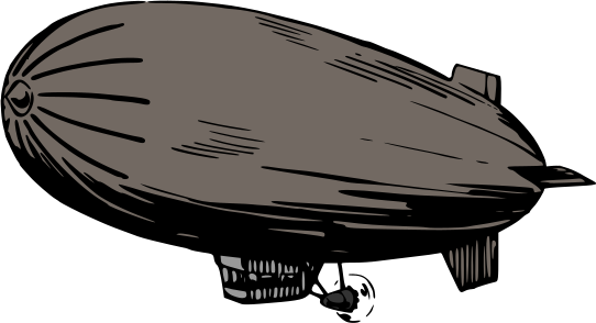 A drawing of a large airship with a brown and white color scheme clip art image