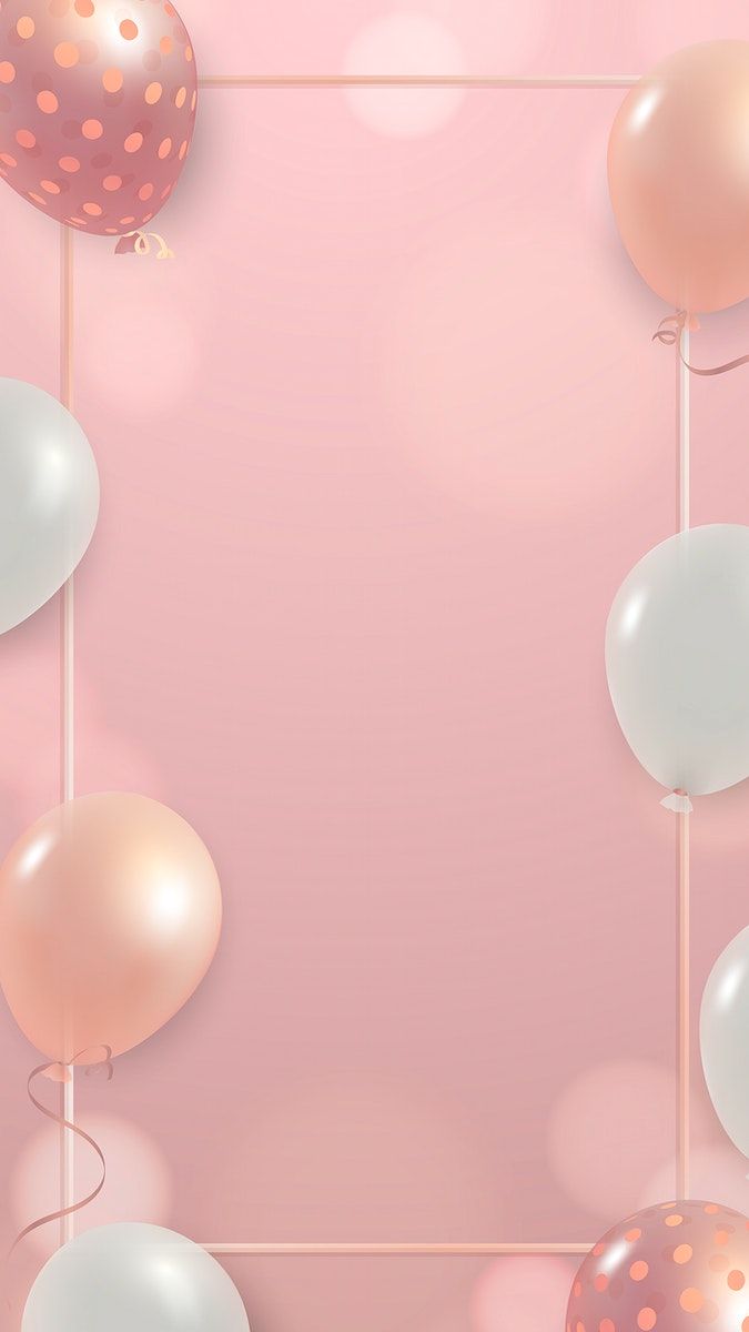 White and pink balloons frame design mobile phone wallpaper vector premium image by rawpixel kappyâ pink balloons happy birthday wallpaper balloon frame