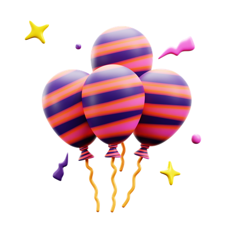 D new year balloons illustrations