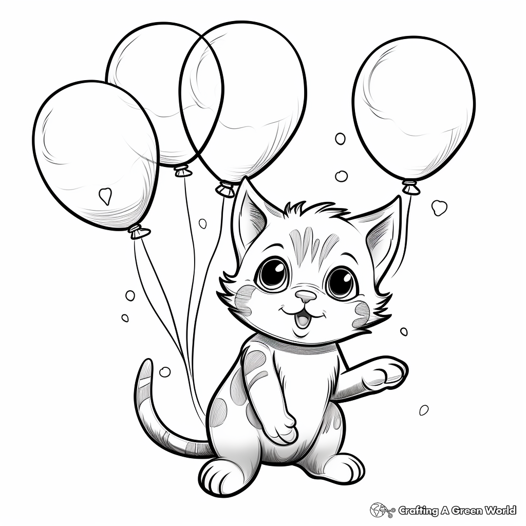Cat birthday coloring pages