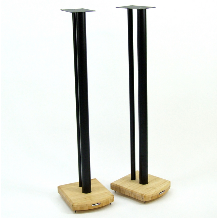 Atacama mose satin black natural bamboo speaker stands pair â insta living