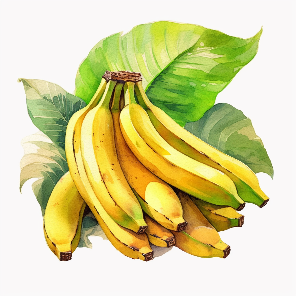 Watercolor style clip art banana bunch