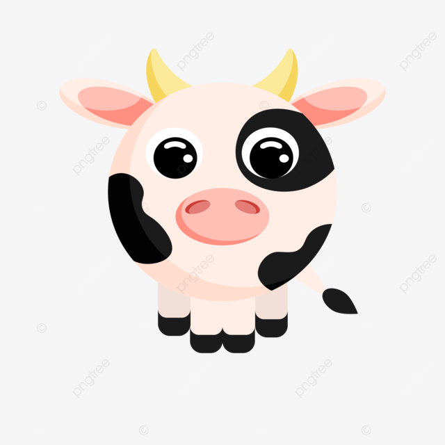 Cow flat vector zoo round nature happy png transparent image and clipart for free download