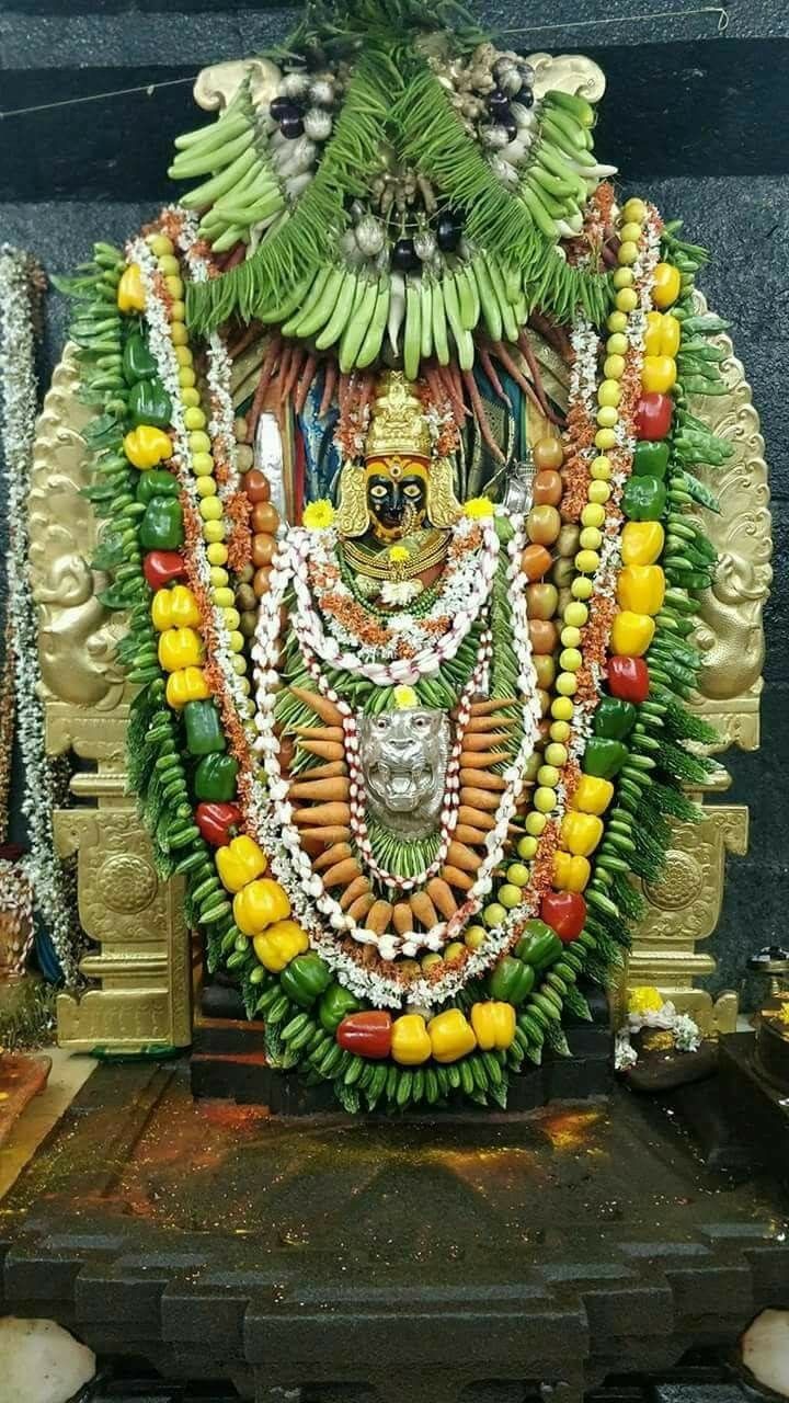 Blissful darshan of badami banashankari devi adorned with vegetables on the eve of shakambhari purnima durga goddess goddess decor hdu deities