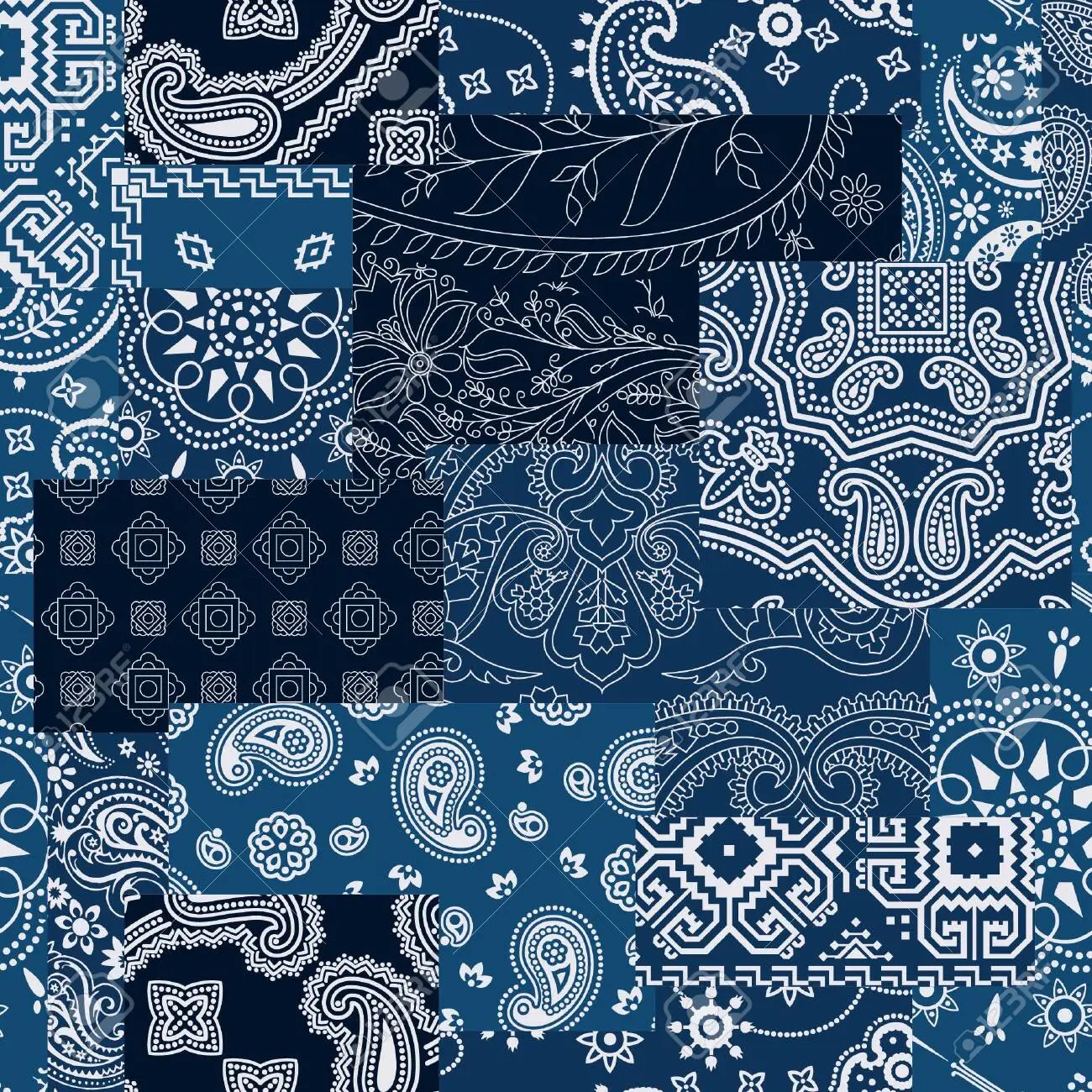 Bandana kerchief fabric patchwork vector seamless pattern wallpaper royalty free svg cliparts vectors and stock illustration image