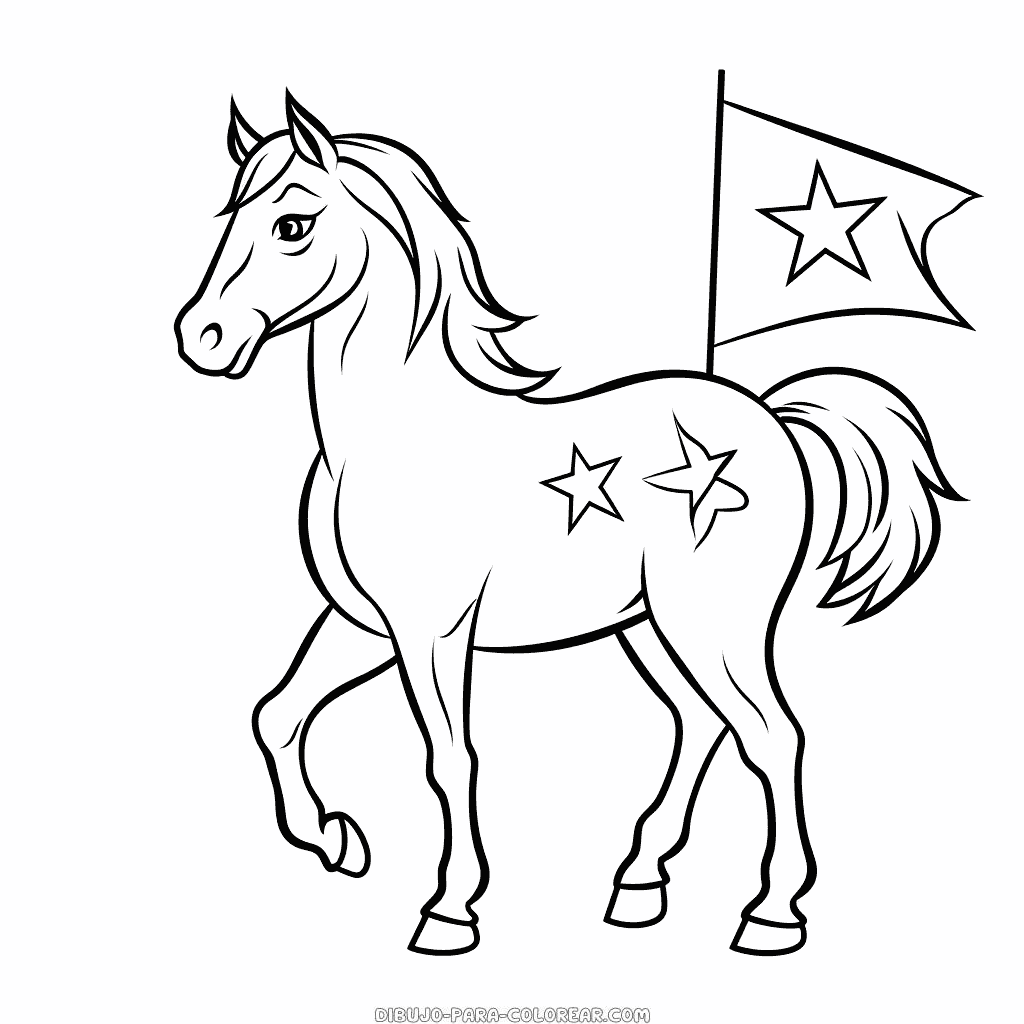 Dibujo de caballo con bandera para colorear dibujo para colorear